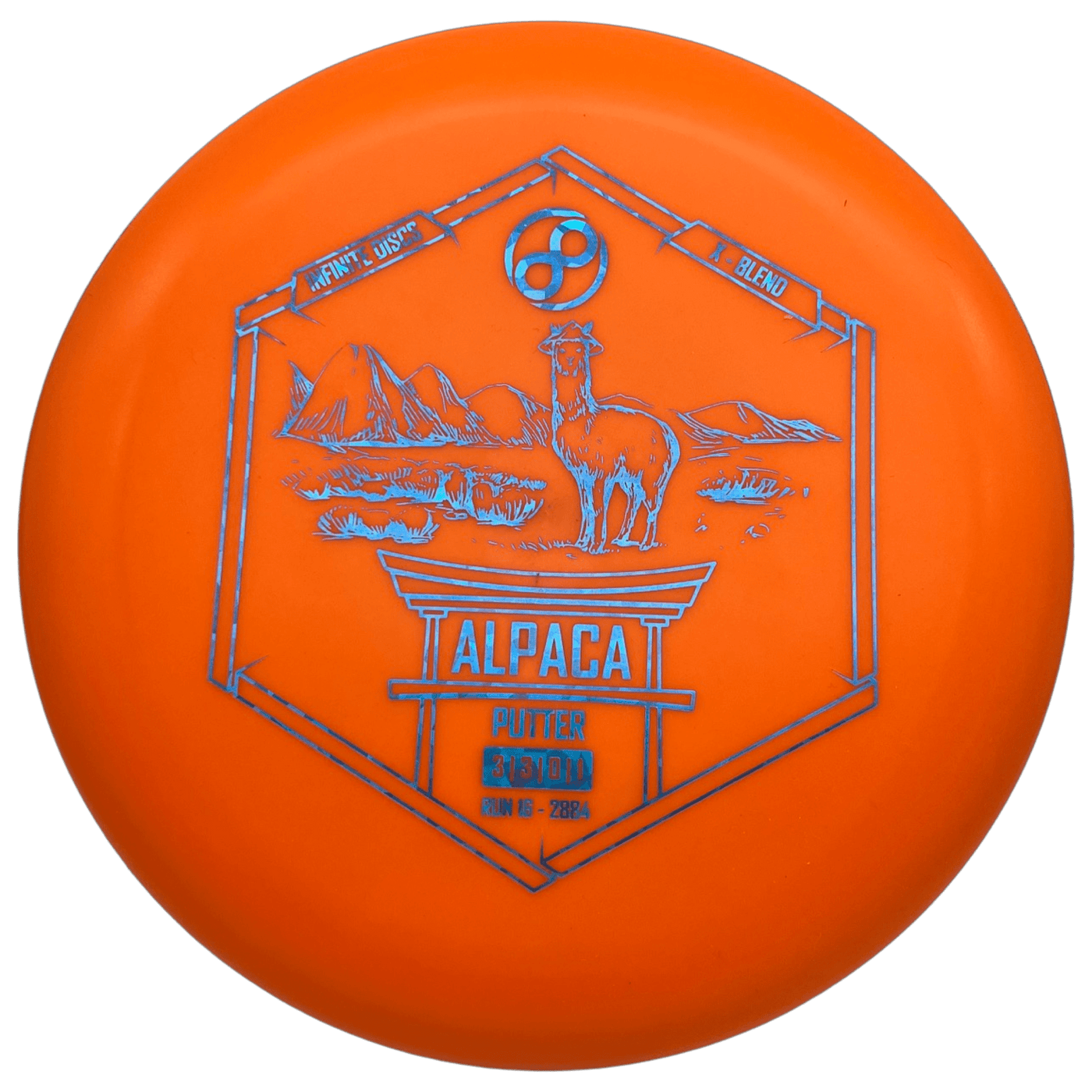 Infinite Putter Orange - Blue Shatter - 175g Infinite Discs Alpaca (X-Blend)