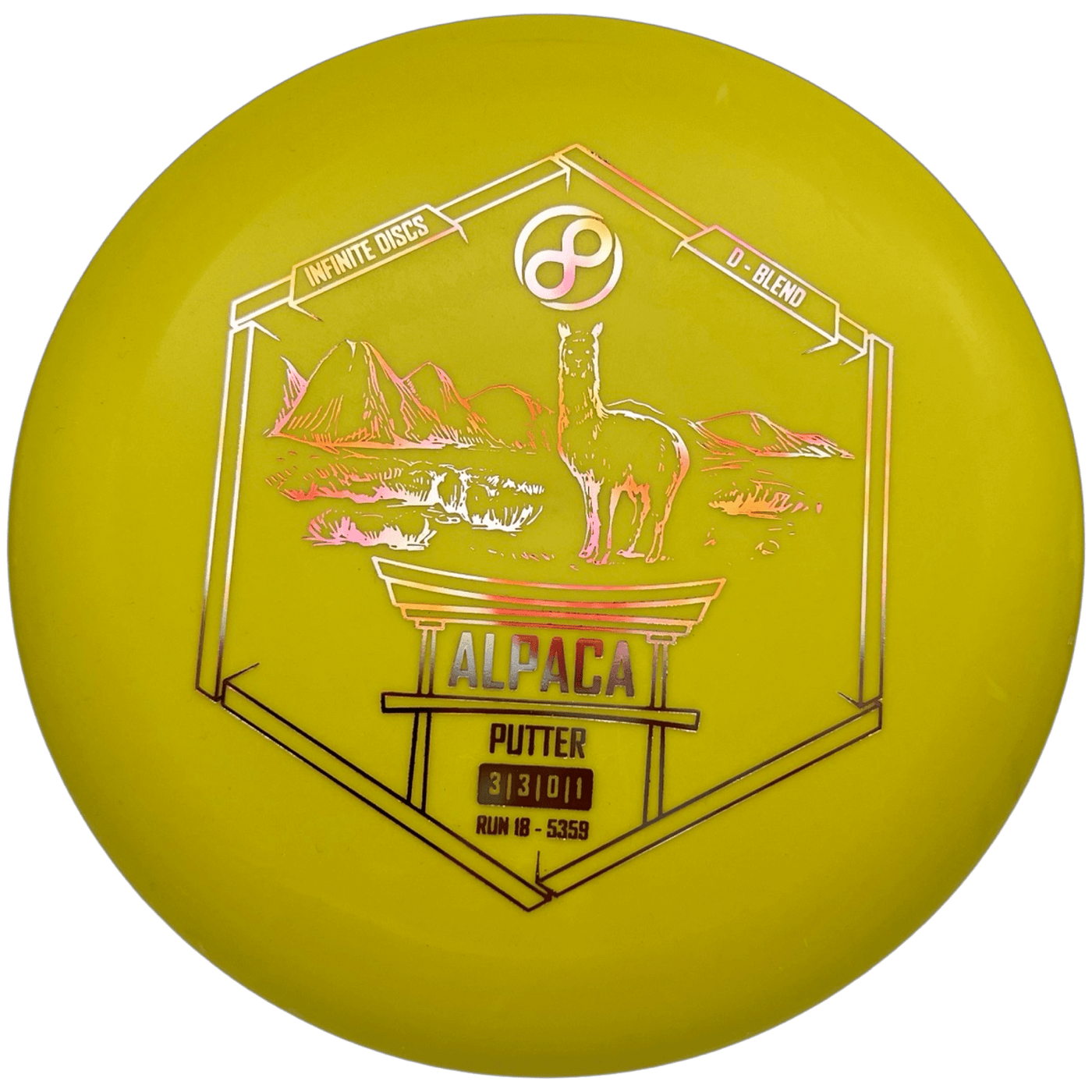 Infinite Putter Yellow - 175g Infinite Discs Alpaca (D-Blend)
