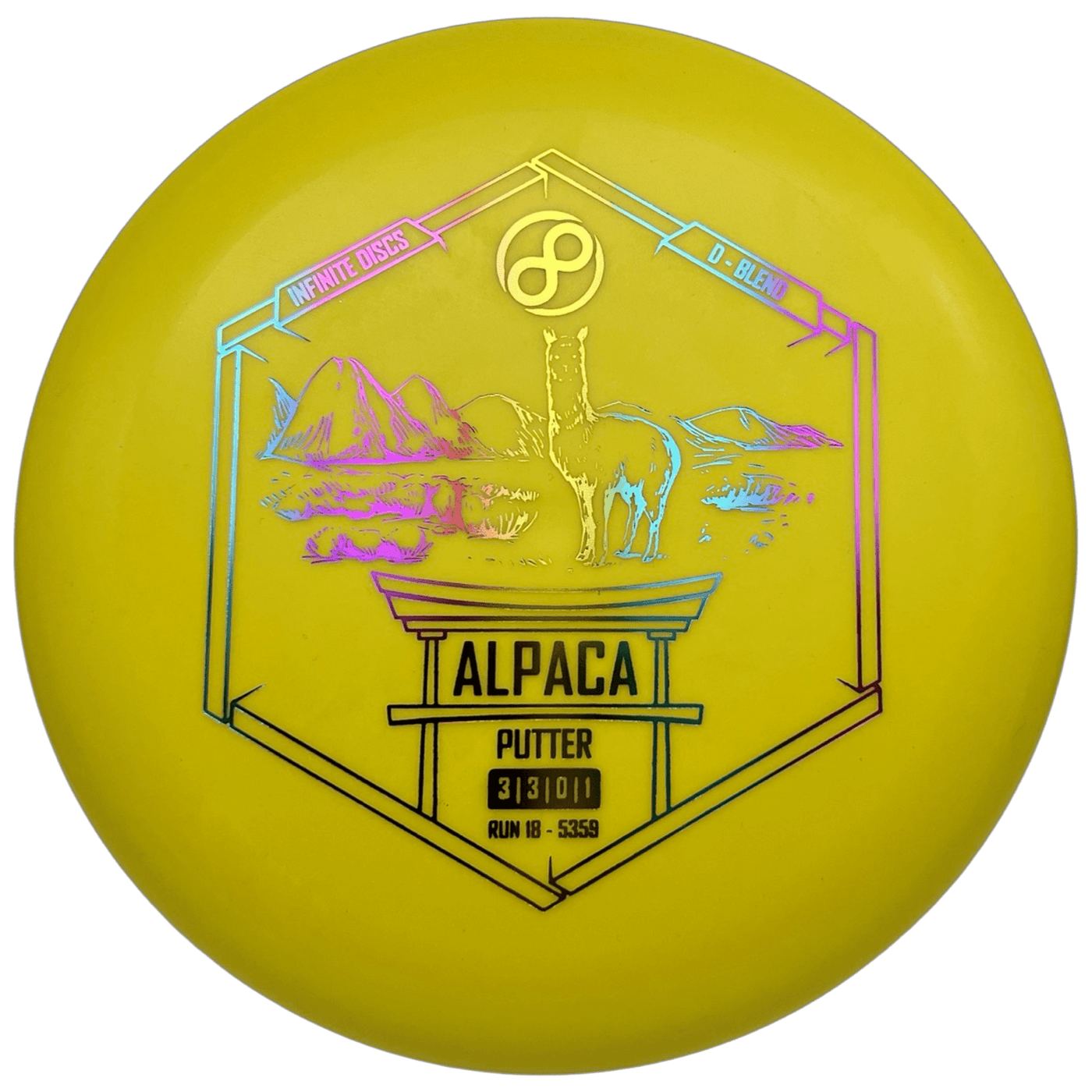 Infinite Putter Yellow - Rainbow - 175g Infinite Discs Alpaca (D-Blend)